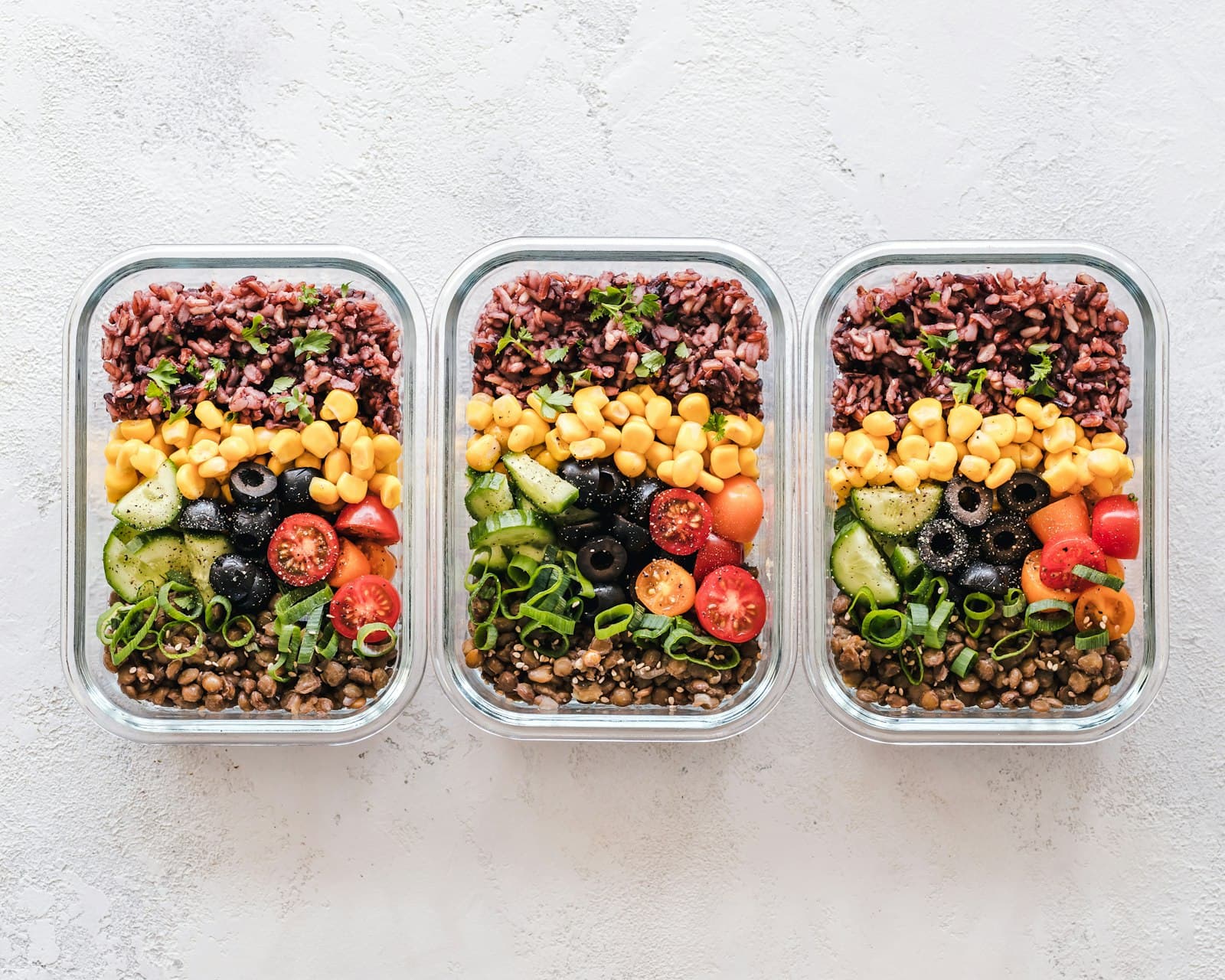 Prepped meals portioned into containers