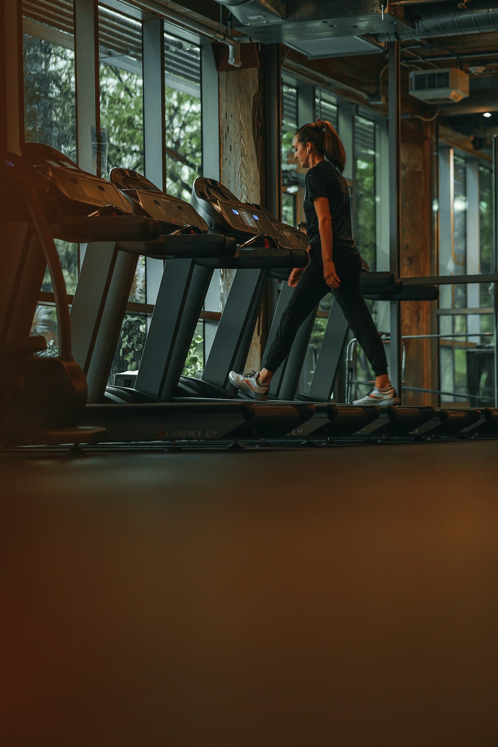A person running on a gym treadmill